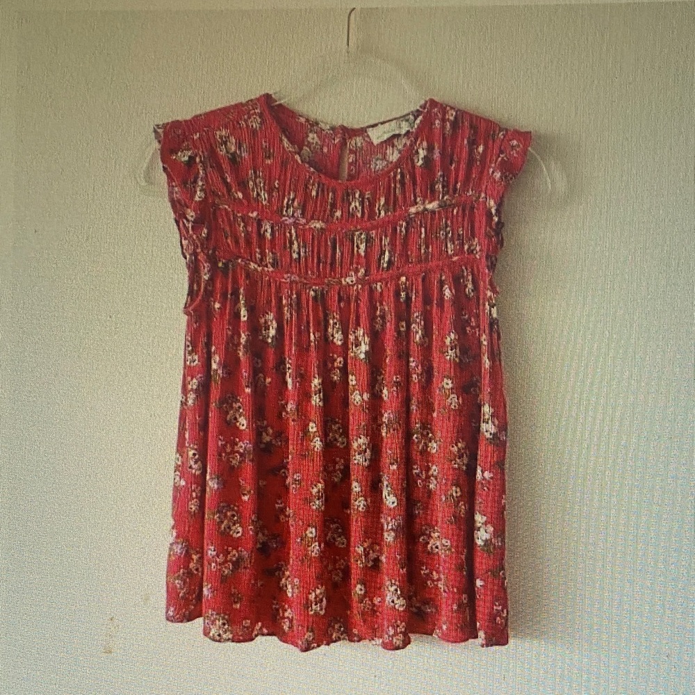 Kids Floral Red Sleeveless Dress